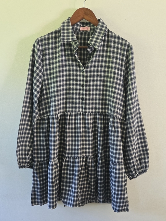 Pink Lily Dresses & Skirts - Pink Lily Plaid Dress Blue & White Medium